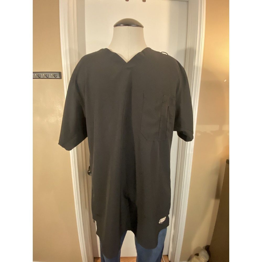 Skechers by Barco Women's Nurse‎ Medical Scrub Top Black Soft Stretch Size M